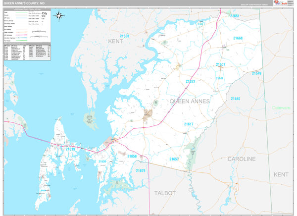 Queen Annes County Digital Map Premium Style